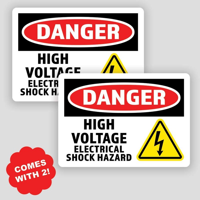 Decals, Home DÃ©cor, & More 2-Pack Danger High Voltage Warning Vinyl Decal Sticker | 7-Inch by 5-Inche | Premium Quality Vinyl Decal | Laminated with UV Protective Laminate | PD2729 - Image 4